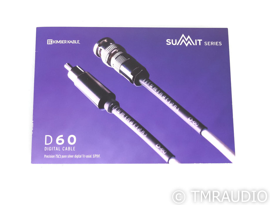 Kimber Kable Summit D60 Digital Coaxial Cable; Single 0.75m BNC - RCA Interconnect