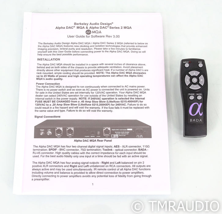 Berkeley Audio Design Alpha DAC Series 2 D/A Converter; Remote; Silver; MQA