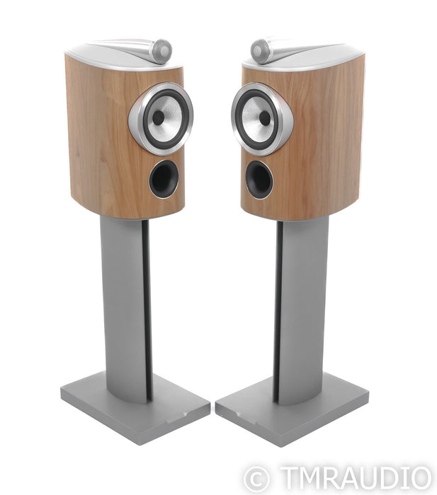 B&W 805 D4 Bookshelf Speakers; Walnut Pair with Stands