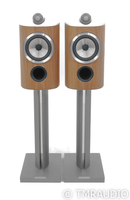 B&W 805 D4 Bookshelf Speakers; Walnut Pair with Stands
