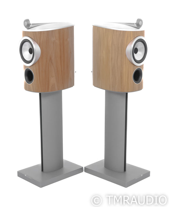 B&W 805 D4 Bookshelf Speakers; Walnut Pair with Stands