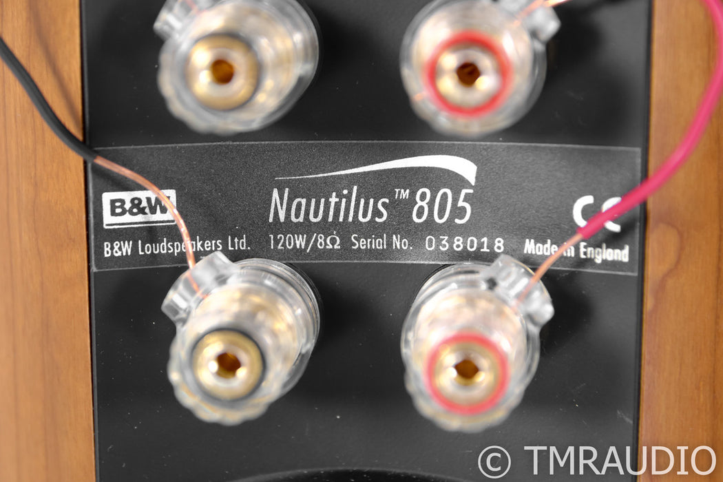 B&W Nautilus 805 Bookshelf Speakers; Natural Cherry Pair
