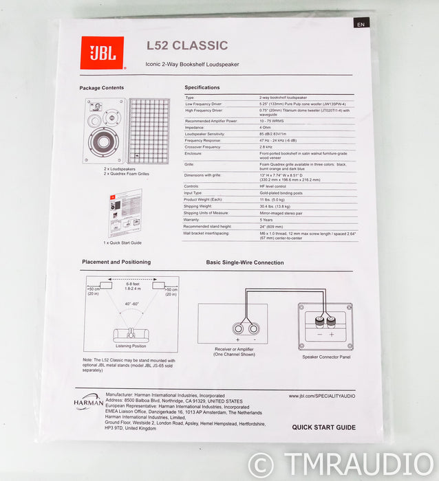 JBL L52 Classic Bookshelf Speakers; Walnut with Orange