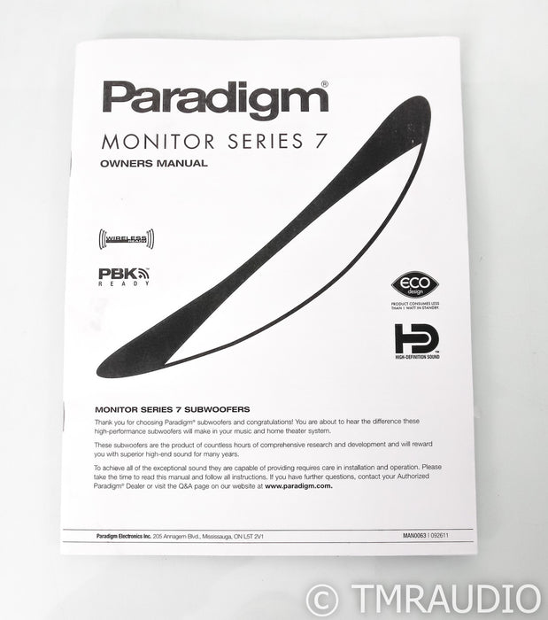 Paradigm Monitor Sub 8 10" Powered Subwoofer; Series 7; Black