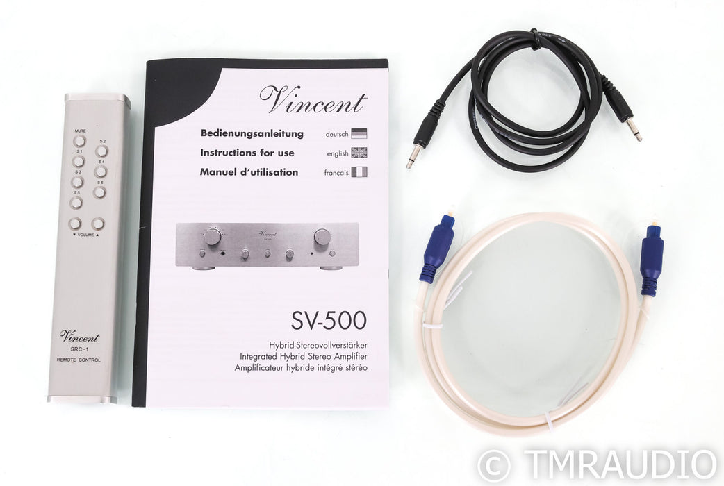 Vincent SV-500 Stereo Tube Hybrid Integrated Amplifier; SV500; Silver; Remote