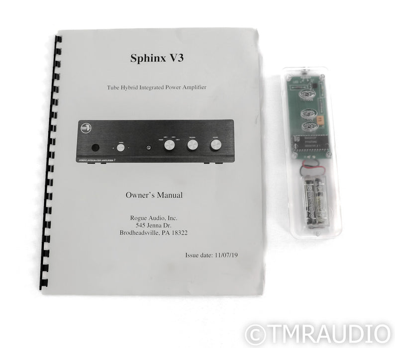 Rogue Audio Sphinx V3 Stereo Tube Hybrid Integrated Amplifier; Black; Remote