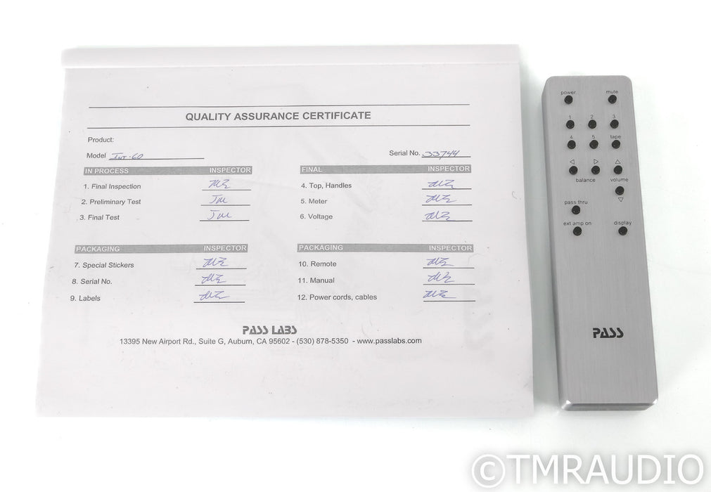 Pass Labs INT-60 Stereo Integrated Amplifier; INT60; Silver; Remote