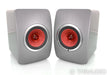 KEF LS50W Wireless Powered Bookshelf Speakers; Titanium Grey & Red Pair