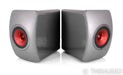 KEF LS50W Wireless Powered Bookshelf Speakers; Titanium Grey & Red Pair