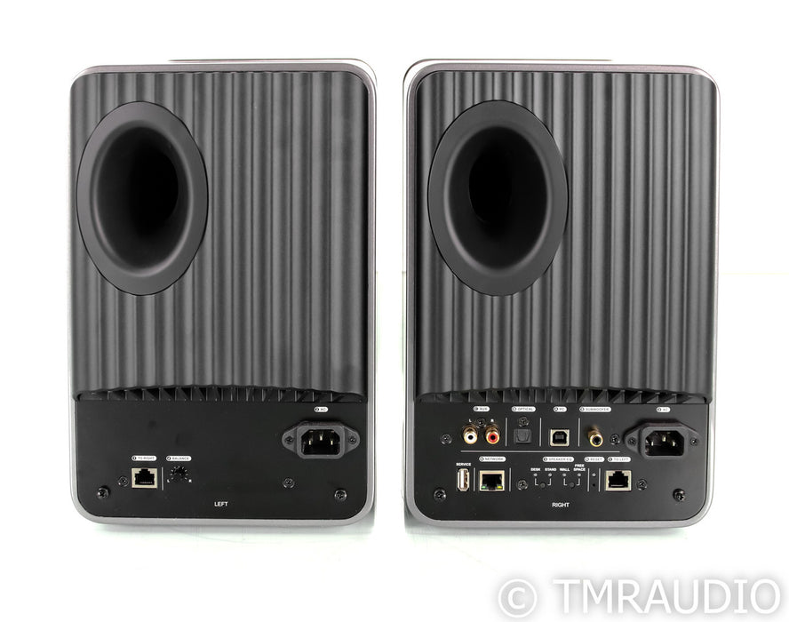 KEF LS50W Wireless Powered Bookshelf Speakers; Titanium Grey & Red Pair