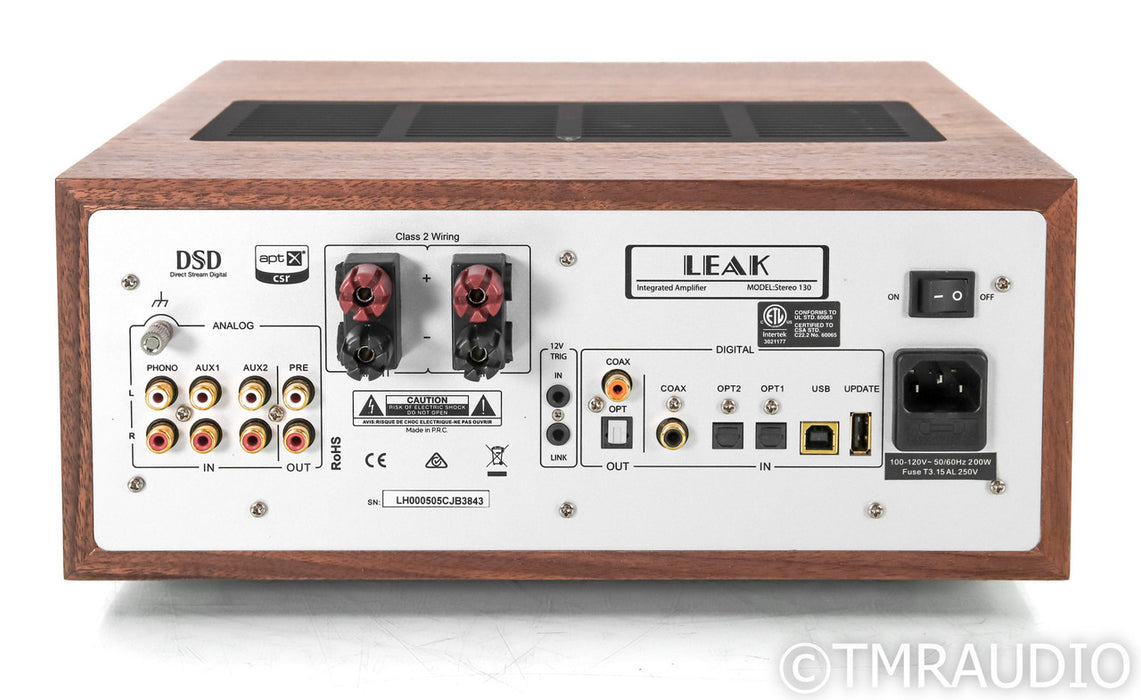 Leak Stereo 130 Stereo Integrated Amplifier; DAC; USB; MM Phono; Walnut Cabinet