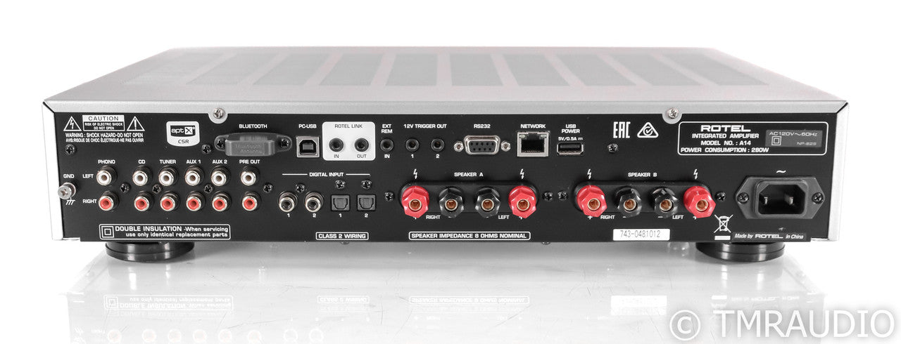 Rotel A14 Stereo Integrated Amplifier; A-14; Silver; MM Phono