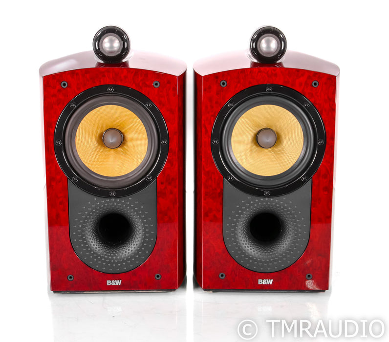 B&W Signature 805 Bookshelf Speakers; Red Birds Eye Maple Pair