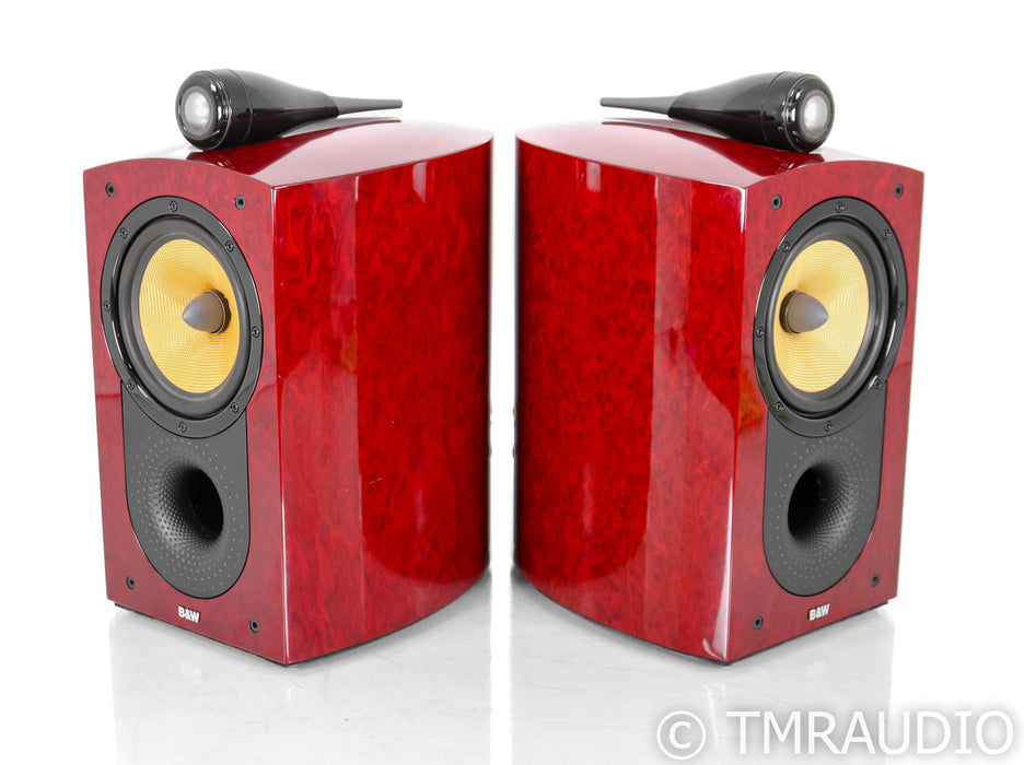 B&W Signature 805 Bookshelf Speakers; Red Birds Eye Maple Pair