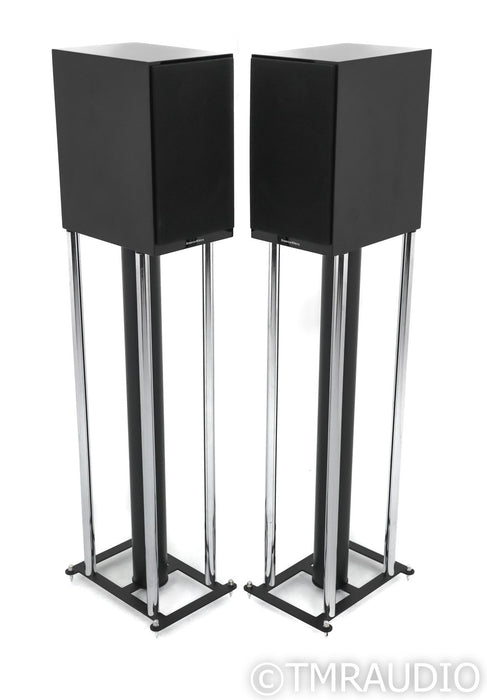 B&W CM5 S2 Bookshelf Speakers; Gloss Black Pair w/ Custom Design Stands