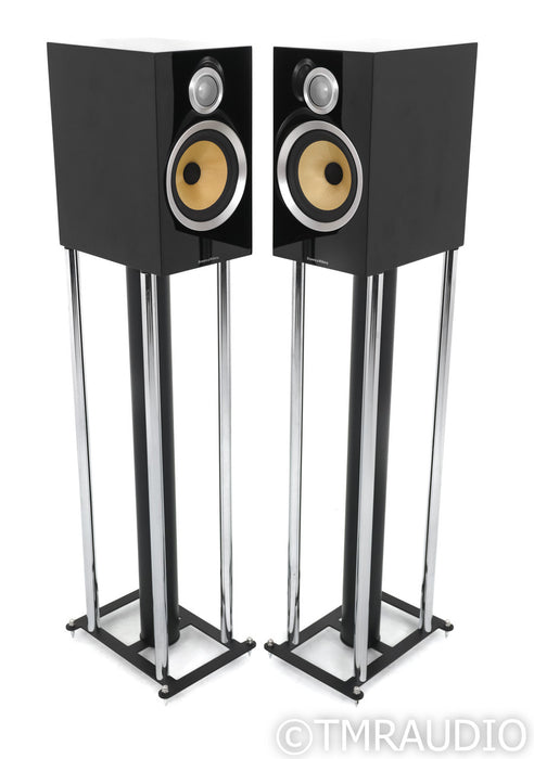 B&W CM5 S2 Bookshelf Speakers; Gloss Black Pair w/ Custom Design Stands