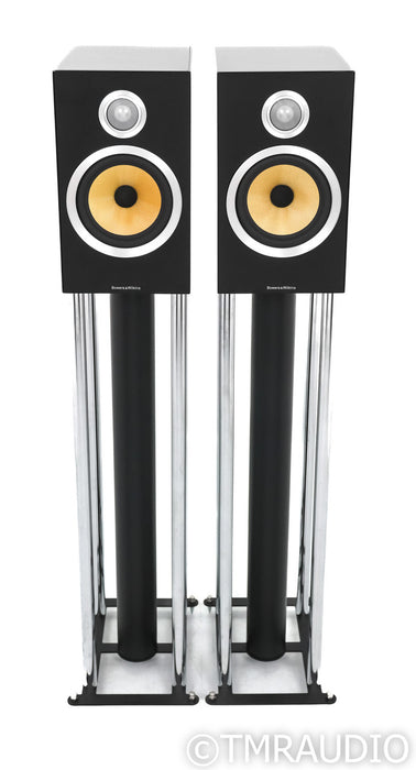 B&W CM5 S2 Bookshelf Speakers; Gloss Black Pair w/ Custom Design Stands