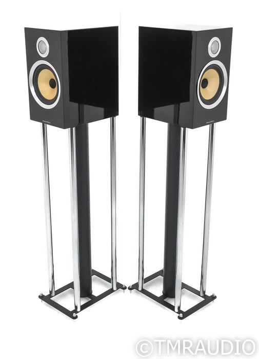 B&W CM5 S2 Bookshelf Speakers; Gloss Black Pair w/ Custom Design Stands