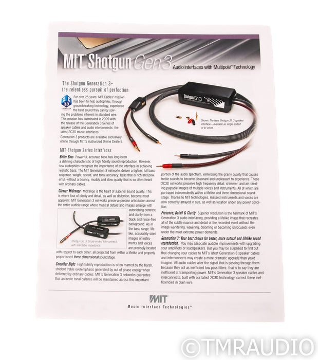 MIT Shogun S1.3s Speaker Cables; 10ft Pair; Gen 3