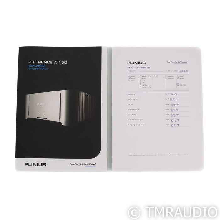 Plinius Reference A-150 Stereo/Mono Power Amplifier; Silver; RA150 (Open Box)