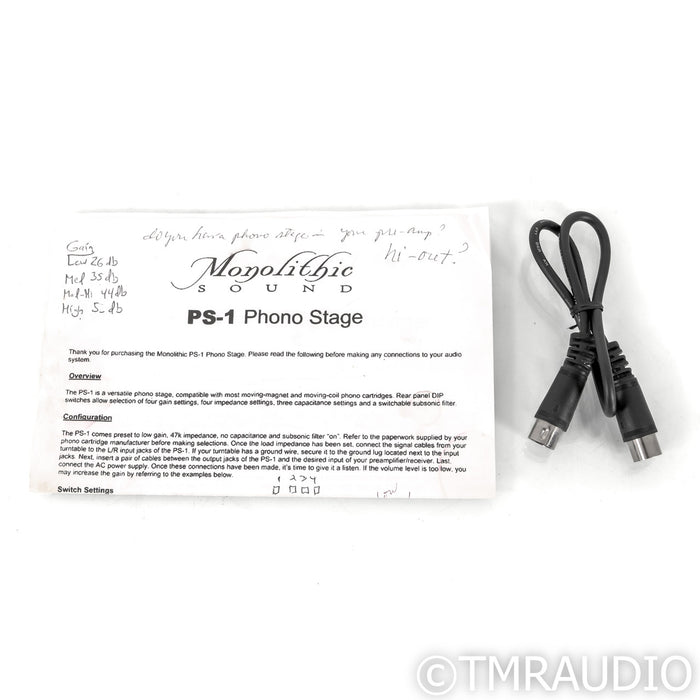 Monolithic Sound PS-2 MM / MC Phono Preamplifier; w/ HC-1 PSU