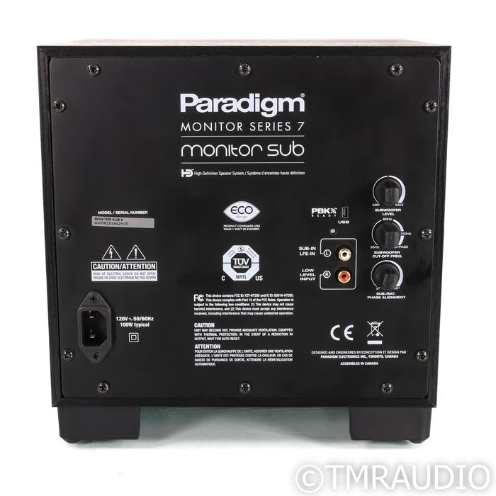 Paradigm Monitor Sub 8 8" Powered Subwoofer; Series 7; Black