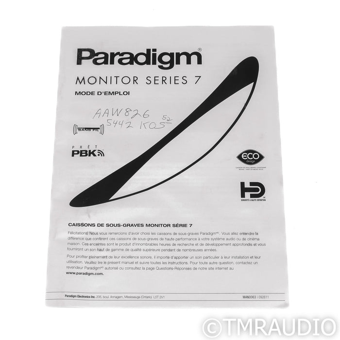 Paradigm Monitor Sub 8 8" Powered Subwoofer; Series 7; Black