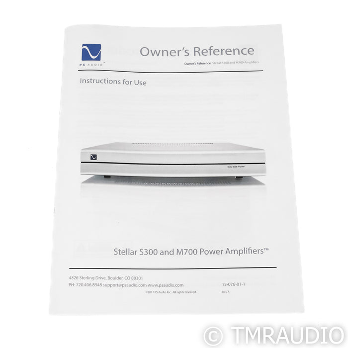 PS Audio Stellar S300 Stereo Power Amplifier; S-300; Silver (Used)