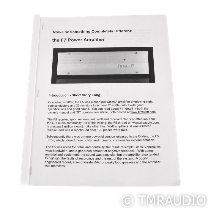 First Watt F7 Stereo Power Amplifier; Silver