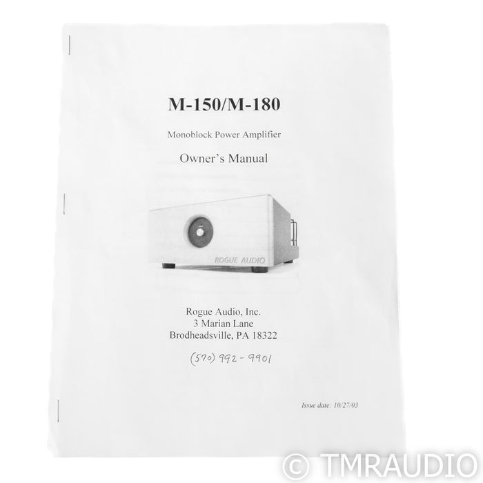 Rogue Audio M-180 Mono Tube Power Amplifiers; M180; Silver Pair