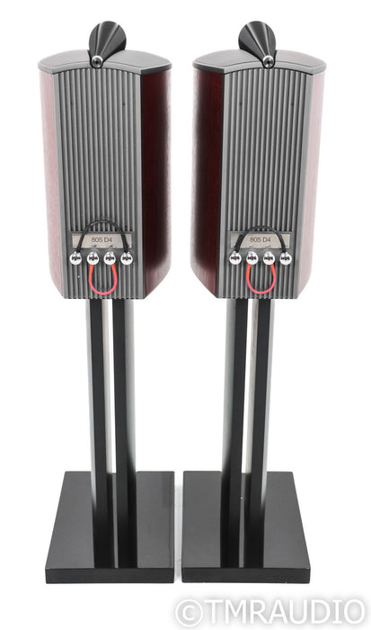 B&W 805 D4 Bookshelf Speakers; Rosenut Pair w/ Stands