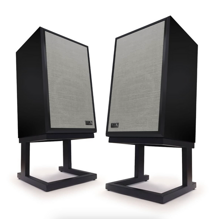 KLH Model Three Bookshelf Speakers; Pair with Stands; Nordic Noir w/ Medici Grey Grill