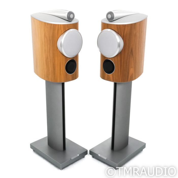 B&W 805 D4 Bookshelf Speakers; Walnut Pair w/ Stands