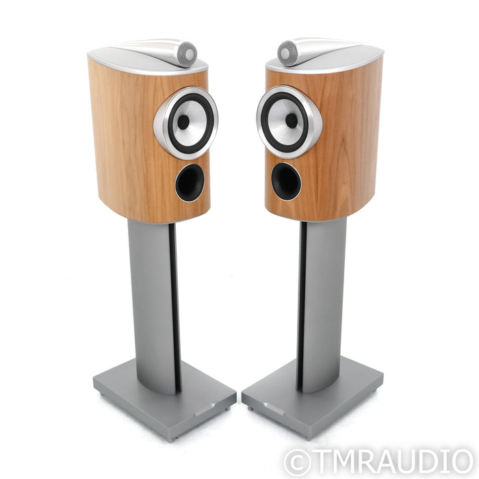 B&W 805 D4 Bookshelf Speakers; Walnut Pair w/ Stands
