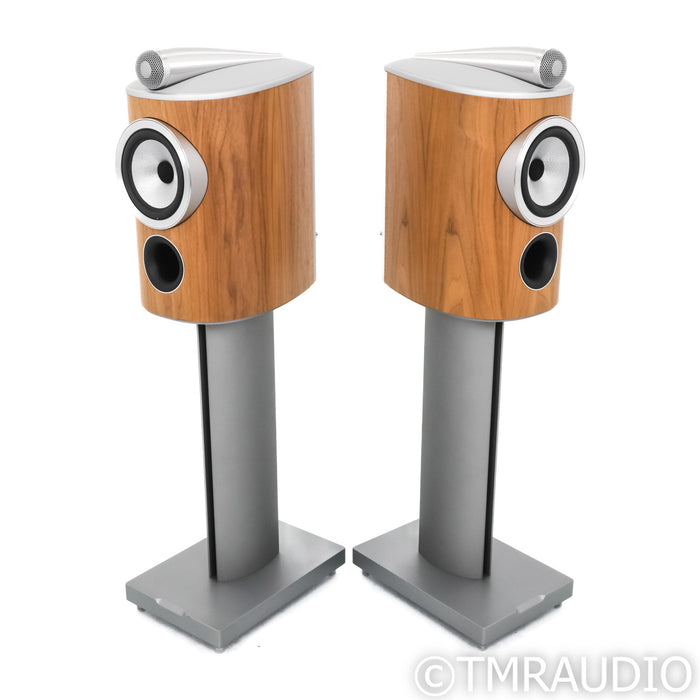B&W 805 D4 Bookshelf Speakers; Walnut Pair w/ Stands