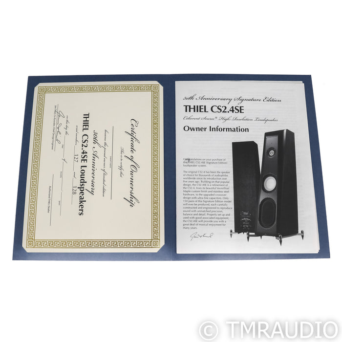 Thiel CS2.4SE Floorstanding Speakers; Vermillion Maple Pair; 30th Anniversary