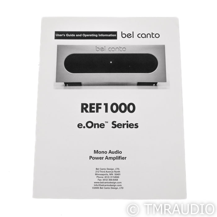 Bel Canto e.One REF1000 Mono Power Amplifier; Silver Pair; REF-1000