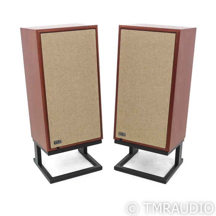 KLH Model Five Bookshelf Speakers; West African Mahogany Pair with Stands