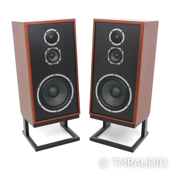 KLH Model Five Bookshelf Speakers; West African Mahogany Pair with Stands