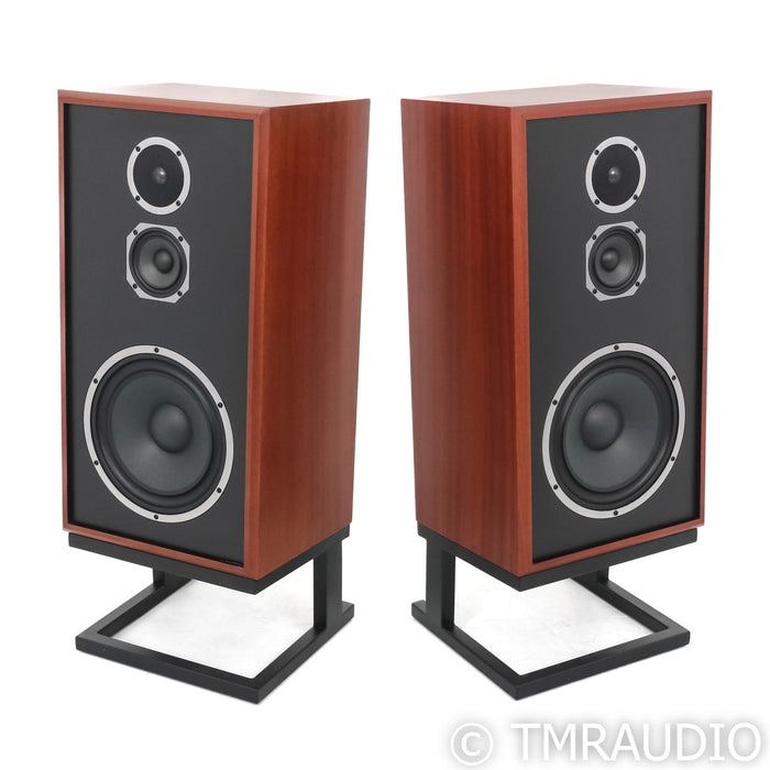 KLH Model Five Bookshelf Speakers; West African Mahogany Pair with Stands