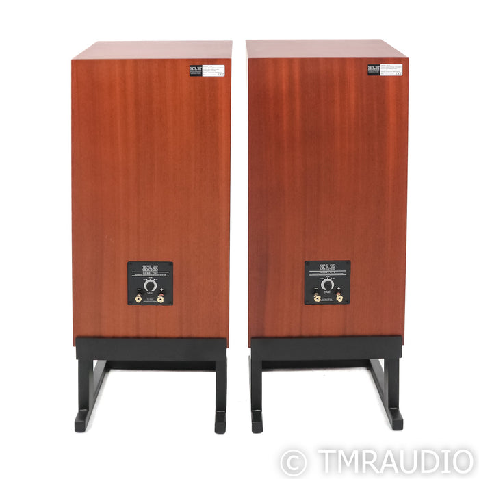 KLH Model Five Bookshelf Speakers; West African Mahogany Pair with Stands