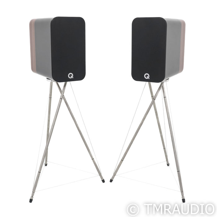 Q Acoustics Concept 300 Bookshelf Speakers; Black / Rosewood Pair w/ Stands