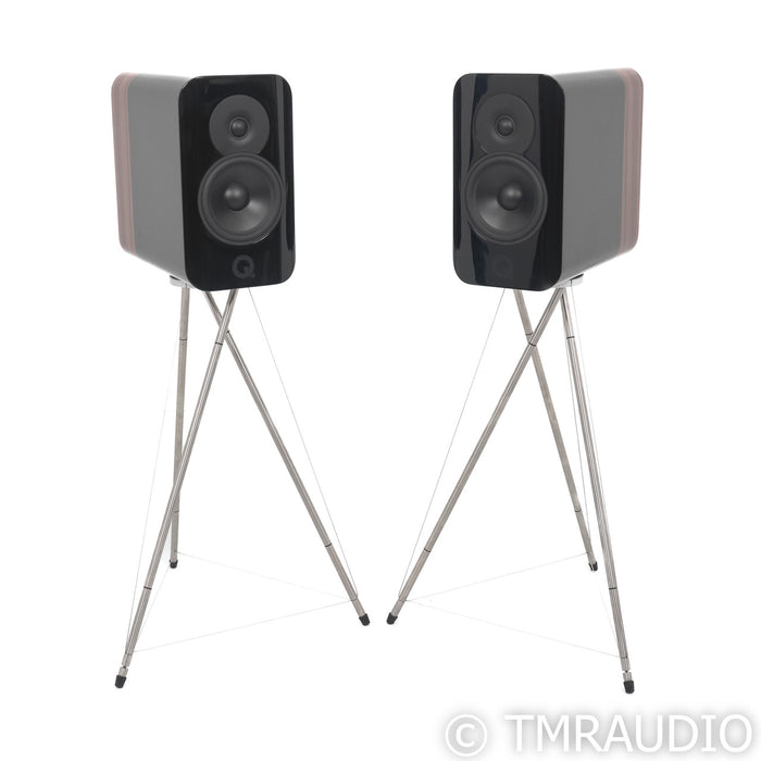 Q Acoustics Concept 300 Bookshelf Speakers; Black / Rosewood Pair w/ Stands