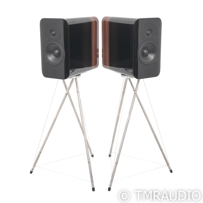 Q Acoustics Concept 300 Bookshelf Speakers; Black / Rosewood Pair w/ Stands