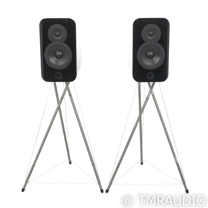 Q Acoustics Concept 300 Bookshelf Speakers; Black / Rosewood Pair w/ Stands