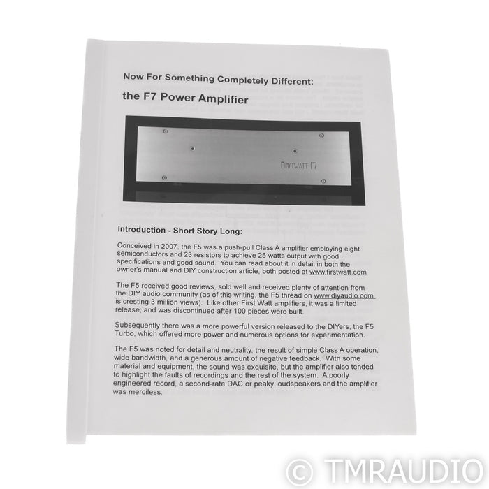 First Watt F7 Stereo Power Amplifier; Silver