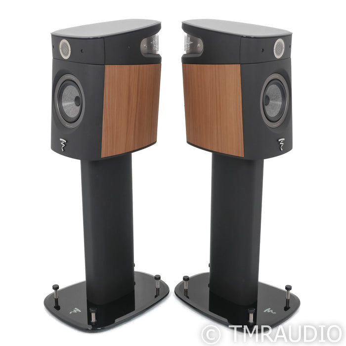 Focal Sopra No. 1 Bookshelf Speakers; Dogato Walnut Pair with Stands