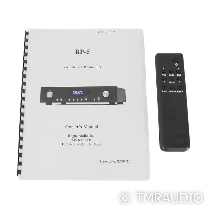 Rogue Audio RP-5 Stereo Tube Hybrid Preamplifier; MM / MC Phono; Black