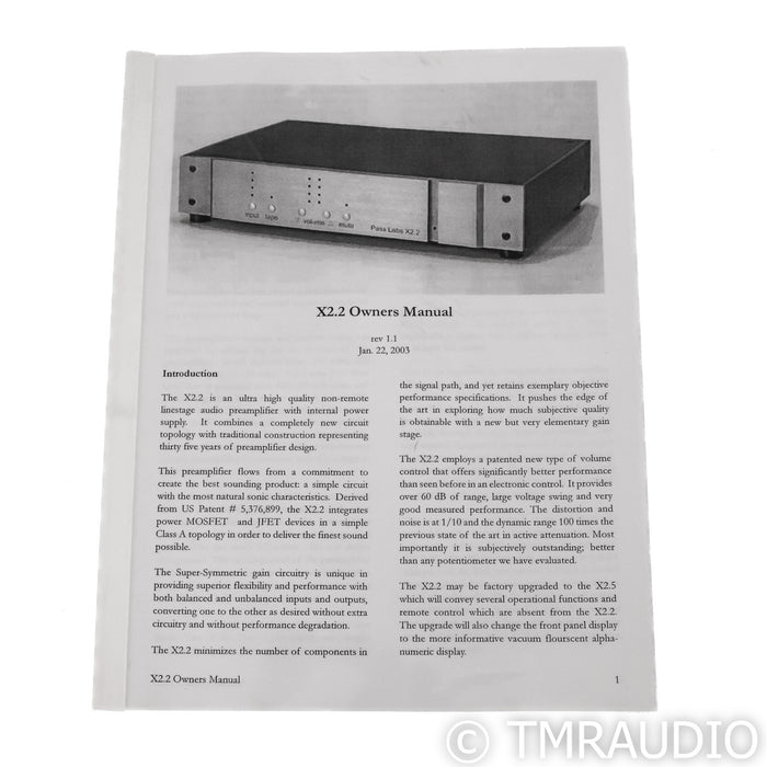Pass Labs X2.2 Stereo Preamplifier; Black