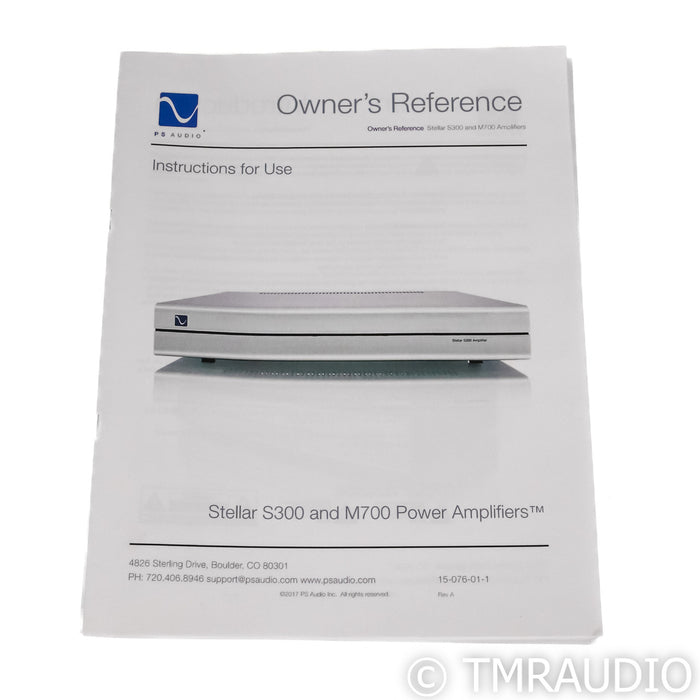 PS Audio Stellar S300 Stereo Power Amplifier; Silver